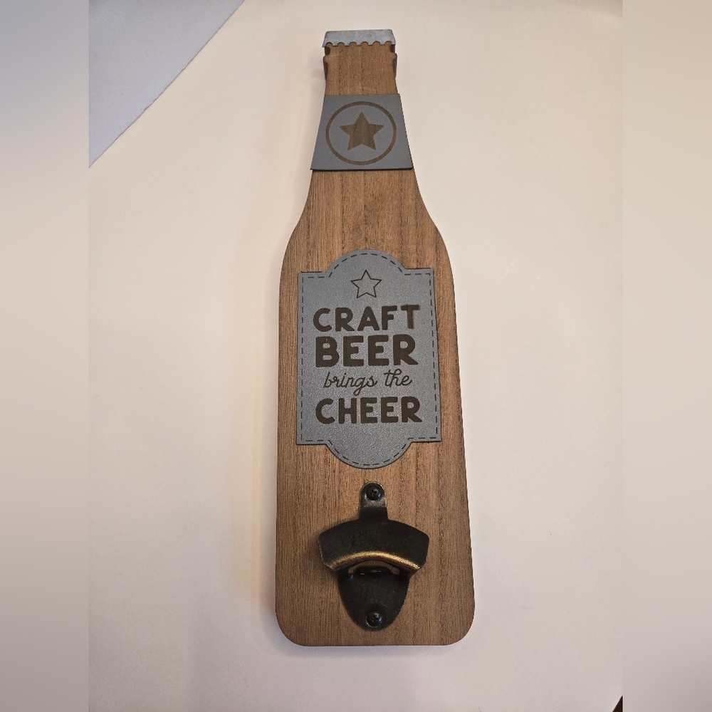 Wooden Beer Bottle Opener with Star Design